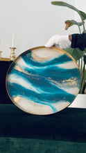 Load image into Gallery viewer, Blue and white - Golden Tray - Celius Art
